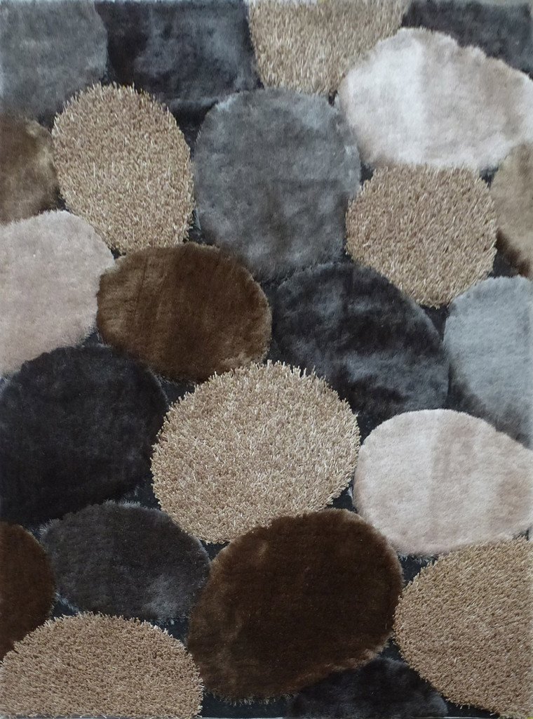 5 x 7 Medium Gray and Beige Area Rug - Shaggy Viscose Design-1