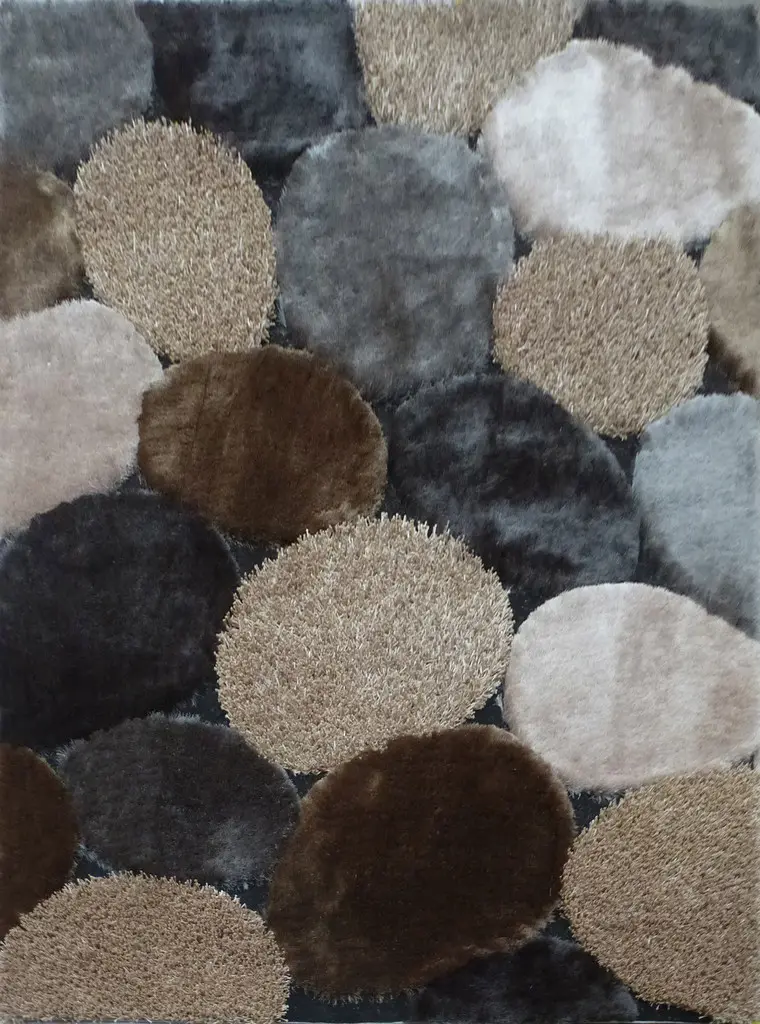 5 x 7 Medium Gray and Beige Area Rug - Shaggy Viscose Design-1