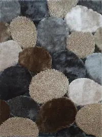 5 x 7 Medium Gray and Beige Area Rug - Shaggy Viscose Design