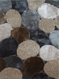 8 x 10 Large Gray and Beige Area Rug - Shaggy Viscose Design