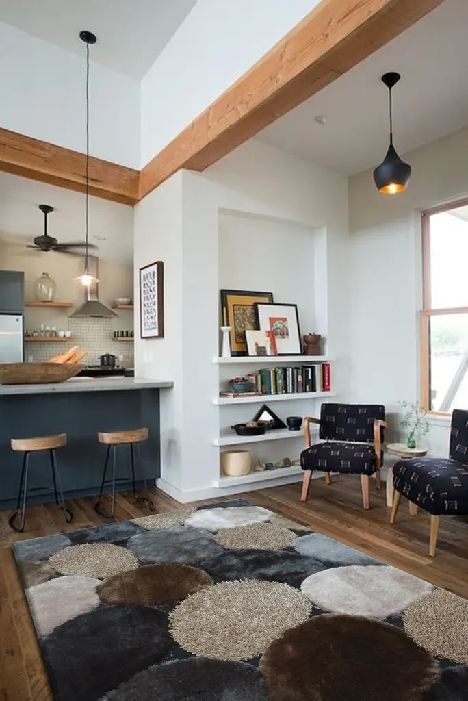 8 x 10 Large Gray and Beige Area Rug - Shaggy Viscose Design-2