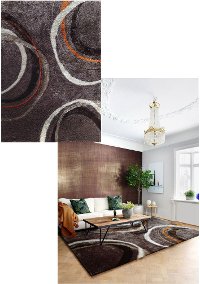 5 x 7 Medium Mocha, Gray and Orange Area Rug - Lola-2