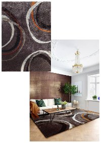 8 x 10 Large Mocha, Gray and Orange Area Rug - Lola-2