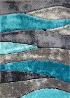 5 x 7 Medium Gray and Teal Area Rug - Living Shag