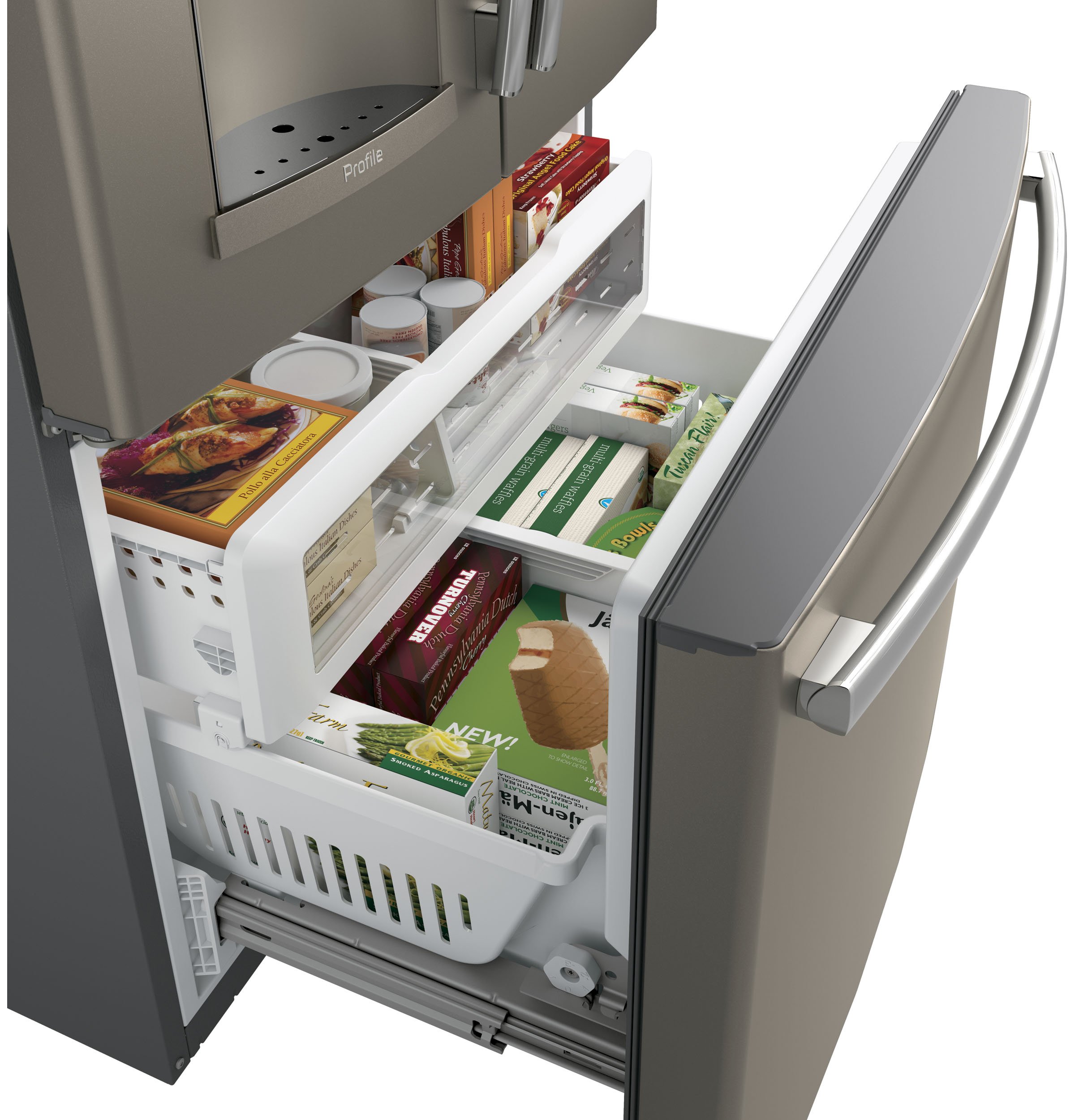 PFE28KMKES GE Profile 36 Inch French Door Refrigerator - 27.8 cu. ft. Slate-8