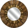 Clearance Pear Wood Strip Round Mirror
