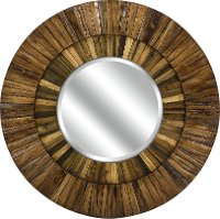 Pear Wood Strip Round Mirror