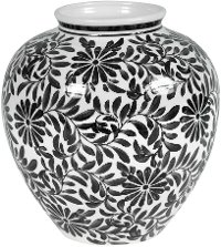 Black and White Floral Vase