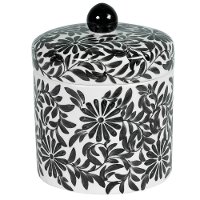 Black and White Floral Lidded Jar