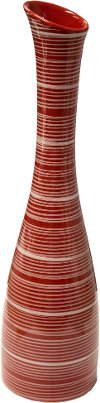 15 Inch Red and White Striped Cylinder Vase
