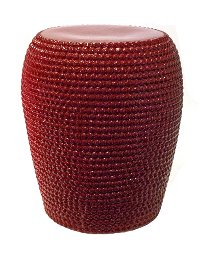 18 Inch Red Textured Garden Stool - Sylvia