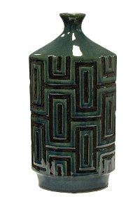 Dark Green Ceramic Bottle Vase