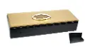 Black and Gold Wood and Glass Jewelry Box with Stone