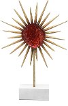 Red Metal Flower Sculpture