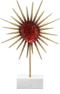 Red Metal Flower Sculpture
