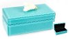 Clearance 6 Inch Turquoise Wood and Glass Jewelry Box with Coral