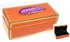 6 Inch Orange Wood and Glass Jewelry Box with Stone