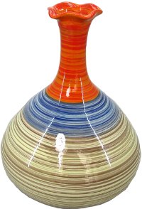 Medium Orange Striped Gourd Vase