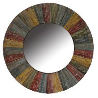 Round Multi-Color Wooden Mirror