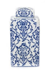 10 Inch Blue and White Crackles Jar