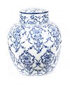 10 Inch Blue and White Floral Jar