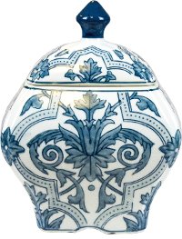 10 Inch Blue and White Covered Jar