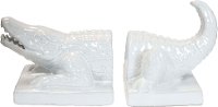 White Crocodile Bookend Pair