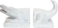 White Crocodile Bookend Pair