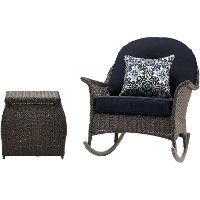 SMAR-3PC-NVY Outdoor 3 Piece Rocking Chat Set - San Marino