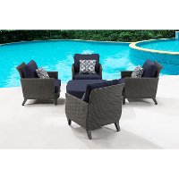 SAV-5PC-NVY Outdoor Navy 5 Piece Chat Set - Savannah