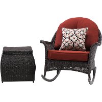 SMAR-3PC-RED 3 Piece Rocking Outdoor Patio Furniture Set - San Marino