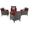 SAV-5PC-RED Outdoor Red 5 Piece Chat Set - Savannah -2