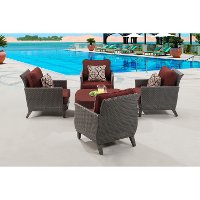 SAV-5PC-RED Outdoor Red 5 Piece Chat Set - Savannah