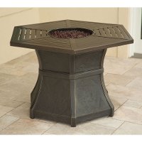 ASPENCRK7PCFP Black/ Tan Outdoor 7 Piece Fire Pit Dining Set - Aspen Creek