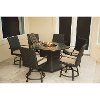 ASPENCRK7PCFP Black/ Tan Outdoor 7 Piece Fire Pit Dining Set - Aspen Creek -3