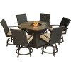 ASPENCRK7PCFP Black/ Tan Outdoor 7 Piece Fire Pit Dining Set - Aspen Creek -5
