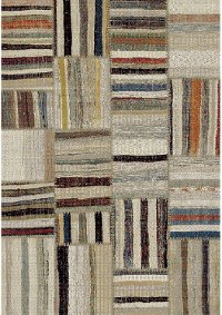 5 x 7 Medium Transitional Ivory Area Rug - Diamond