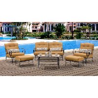OCEANA6PC-TL-TAN Outdoor Cork 6 Piece Patio Set With Coffee Table - Oceana