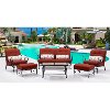 OCEANA6PC-TL-RED Outdoor Red 6 Piece Patio Set W/ Coffee Table - Oceana -6