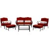 OCEANA6PC-TL-RED Outdoor Red 6 Piece Patio Set W/ Coffee Table - Oceana -8