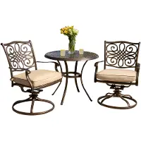 TRADITIONS3PCSW Tan and Brown 3 Piece Outdoor Patio Dining Set - Traditions