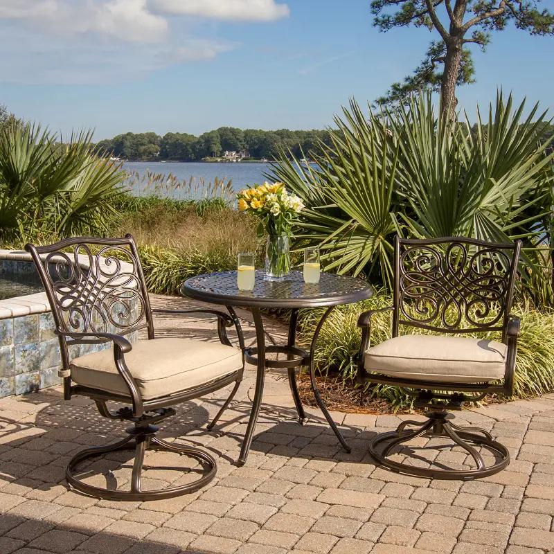 TRADITIONS3PCSW Tan and Brown 3 Piece Outdoor Patio Dining Set - Traditions