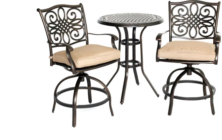 TRADDN3PCSW-BR Outdoor 3 Piece High Dining Bistro Set - Traditions-2
