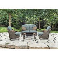 VENTURA4PCFP-BLU 4 Piece Teal Outdoor Fire Pit Set - Ventura