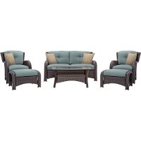STRATHMERE6PCBLU 6 Piece Ocean Blue Outdoor Patio Lounge Set - Strathmere-8