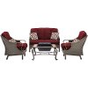 VENTURA4PCFP-RED 4 Piece Red Outdoor Fire Pit Set - Ventura -2