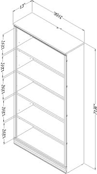 10154 Gray Maple 5-Shelf Bookcase - Morgan-6