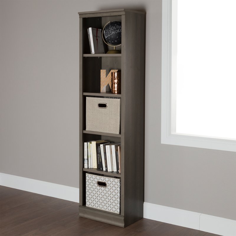 Gray Maple Narrow 5 Shelf Bookcase Morgan Rc Willey Furniture