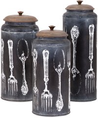 6 Inch Vintage Flatware Lidded Canister