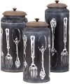 Clearance 6 Inch Vintage Flatware Lidded Canister